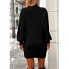 imagePRETTYGARDEN Sweater Dress for Women Long Puff Sleeve Turtleneck Ribbed Knit Oversized Pullover Winter Short DressBlack
