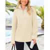 imagePRETTYGARDEN Womens 2024 Fall Chunky Knit Oversized Sweaters Long Sleeve Collared Quarter Zip Pullover Winter Jumper TopsBeige