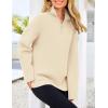 imagePRETTYGARDEN Womens 2024 Fall Chunky Knit Oversized Sweaters Long Sleeve Collared Quarter Zip Pullover Winter Jumper TopsBeige