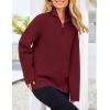 imagePRETTYGARDEN Womens 2024 Fall Chunky Knit Oversized Sweaters Long Sleeve Collared Quarter Zip Pullover Winter Jumper TopsWine Red