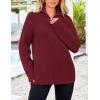 imagePRETTYGARDEN Womens 2024 Fall Chunky Knit Oversized Sweaters Long Sleeve Collared Quarter Zip Pullover Winter Jumper TopsWine Red