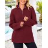 imagePRETTYGARDEN Womens 2024 Fall Chunky Knit Oversized Sweaters Long Sleeve Collared Quarter Zip Pullover Winter Jumper TopsWine Red