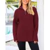 imagePRETTYGARDEN Womens 2024 Fall Chunky Knit Oversized Sweaters Long Sleeve Collared Quarter Zip Pullover Winter Jumper TopsWine Red