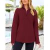 imagePRETTYGARDEN Womens 2024 Fall Chunky Knit Oversized Sweaters Long Sleeve Collared Quarter Zip Pullover Winter Jumper TopsWine Red