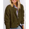 imagePRETTYGARDEN Womens Knit Cardigan Sweaters Casual Long Sleeve Open Front Button Up Ribbed Fall Spring Sweater JacketsArmy Green