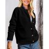 imagePRETTYGARDEN Womens Knit Cardigan Sweaters Casual Long Sleeve Open Front Button Up Ribbed Fall Spring Sweater JacketsBlack