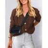 imagePRETTYGARDEN Womens Knit Cardigan Sweaters Casual Long Sleeve Open Front Button Up Ribbed Fall Spring Sweater JacketsCoffee