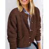 imagePRETTYGARDEN Womens Knit Cardigan Sweaters Casual Long Sleeve Open Front Button Up Ribbed Fall Spring Sweater JacketsCoffee