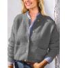 imagePRETTYGARDEN Womens Knit Cardigan Sweaters Casual Long Sleeve Open Front Button Up Ribbed Fall Spring Sweater JacketsGrey