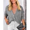 imagePRETTYGARDEN Womens Knit Cardigan Sweaters Casual Long Sleeve Open Front Button Up Ribbed Fall Spring Sweater JacketsGrey