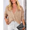 imagePRETTYGARDEN Womens Knit Cardigan Sweaters Casual Long Sleeve Open Front Button Up Ribbed Fall Spring Sweater JacketsKhaki