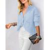 imagePRETTYGARDEN Womens Knit Cardigan Sweaters Casual Long Sleeve Open Front Button Up Ribbed Fall Spring Sweater JacketsLight Blue