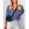 imagePRETTYGARDEN Womens Knit Cardigan Sweaters Casual Long Sleeve Open Front Button Up Ribbed Fall Spring Sweater JacketsMist Blue