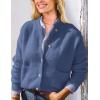 imagePRETTYGARDEN Womens Knit Cardigan Sweaters Casual Long Sleeve Open Front Button Up Ribbed Fall Spring Sweater JacketsMist Blue