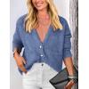 imagePRETTYGARDEN Womens Knit Cardigan Sweaters Casual Long Sleeve Open Front Button Up Ribbed Fall Spring Sweater JacketsMist Blue