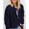 imagePRETTYGARDEN Womens Knit Cardigan Sweaters Casual Long Sleeve Open Front Button Up Ribbed Fall Spring Sweater JacketsNavy