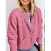 imagePRETTYGARDEN Womens Knit Cardigan Sweaters Casual Long Sleeve Open Front Button Up Ribbed Fall Spring Sweater JacketsRose Red