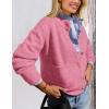 imagePRETTYGARDEN Womens Knit Cardigan Sweaters Casual Long Sleeve Open Front Button Up Ribbed Fall Spring Sweater JacketsRose Red