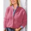 imagePRETTYGARDEN Womens Knit Cardigan Sweaters Casual Long Sleeve Open Front Button Up Ribbed Fall Spring Sweater JacketsRose Red