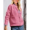 imagePRETTYGARDEN Womens Knit Cardigan Sweaters Casual Long Sleeve Open Front Button Up Ribbed Fall Spring Sweater JacketsRose Red