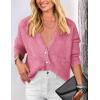 imagePRETTYGARDEN Womens Knit Cardigan Sweaters Casual Long Sleeve Open Front Button Up Ribbed Fall Spring Sweater JacketsRose Red