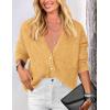 imagePRETTYGARDEN Womens Knit Cardigan Sweaters Casual Long Sleeve Open Front Button Up Ribbed Fall Spring Sweater JacketsYellow