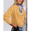 imagePRETTYGARDEN Womens Knit Cardigan Sweaters Casual Long Sleeve Open Front Button Up Ribbed Fall Spring Sweater JacketsYellow