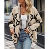imagePRETTYGARDEN Womens Spring Fall Chunky Knit Cardigan Sweaters Casual Open Front Button Up Winter Coats OuterwearKhaki Black