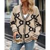 imagePRETTYGARDEN Womens Spring Fall Chunky Knit Cardigan Sweaters Casual Open Front Button Up Winter Coats OuterwearKhaki Black