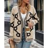 imagePRETTYGARDEN Womens Spring Fall Chunky Knit Cardigan Sweaters Casual Open Front Button Up Winter Coats OuterwearKhaki Black