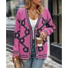 imagePRETTYGARDEN Womens Spring Fall Chunky Knit Cardigan Sweaters Casual Open Front Button Up Winter Coats OuterwearRose Red Green