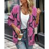 imagePRETTYGARDEN Womens Spring Fall Chunky Knit Cardigan Sweaters Casual Open Front Button Up Winter Coats OuterwearRose Red Green
