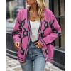 imagePRETTYGARDEN Womens Spring Fall Chunky Knit Cardigan Sweaters Casual Open Front Button Up Winter Coats OuterwearRose Red Green