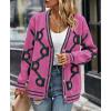 imagePRETTYGARDEN Womens Spring Fall Chunky Knit Cardigan Sweaters Casual Open Front Button Up Winter Coats OuterwearRose Red Green