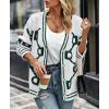 imagePRETTYGARDEN Womens Spring Fall Chunky Knit Cardigan Sweaters Casual Open Front Button Up Winter Coats OuterwearWhite Green