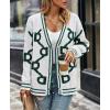 imagePRETTYGARDEN Womens Spring Fall Chunky Knit Cardigan Sweaters Casual Open Front Button Up Winter Coats OuterwearWhite Green