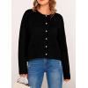 imagePRETTYGARDEN Womens Winter Cardigan Sweaters Button Down Open Front Long Sleeve Knit Cardigans Shirt Trendy OuterwearBlack