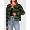 imagePRETTYGARDEN Womens Winter Cardigan Sweaters Button Down Open Front Long Sleeve Knit Cardigans Shirt Trendy OuterwearStriped Army Green