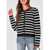 imagePRETTYGARDEN Womens Winter Cardigan Sweaters Button Down Open Front Long Sleeve Knit Cardigans Shirt Trendy OuterwearStriped Black