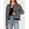 imagePRETTYGARDEN Womens Winter Cardigan Sweaters Button Down Open Front Long Sleeve Knit Cardigans Shirt Trendy OuterwearStriped Black