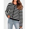 imagePRETTYGARDEN Womens Winter Cardigan Sweaters Button Down Open Front Long Sleeve Knit Cardigans Shirt Trendy OuterwearStriped Black