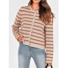 imagePRETTYGARDEN Womens Winter Cardigan Sweaters Button Down Open Front Long Sleeve Knit Cardigans Shirt Trendy OuterwearStriped Caramel