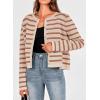 imagePRETTYGARDEN Womens Winter Cardigan Sweaters Button Down Open Front Long Sleeve Knit Cardigans Shirt Trendy OuterwearStriped Caramel