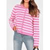 imagePRETTYGARDEN Womens Winter Cardigan Sweaters Button Down Open Front Long Sleeve Knit Cardigans Shirt Trendy OuterwearStriped Pink