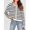 imagePRETTYGARDEN Womens Winter Cardigan Sweaters Button Down Open Front Long Sleeve Knit Cardigans Shirt Trendy OuterwearStriped White