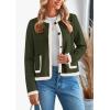 imagePRETTYGARDEN Womens Winter Trendy Button Down Open Front Cardigan Sweaters Knit Color Block Jackets Fall Fashion ClothesArmy Green