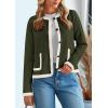 imagePRETTYGARDEN Womens Winter Trendy Button Down Open Front Cardigan Sweaters Knit Color Block Jackets Fall Fashion ClothesArmy Green