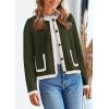 imagePRETTYGARDEN Womens Winter Trendy Button Down Open Front Cardigan Sweaters Knit Color Block Jackets Fall Fashion ClothesArmy Green