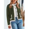 imagePRETTYGARDEN Womens Winter Trendy Button Down Open Front Cardigan Sweaters Knit Color Block Jackets Fall Fashion ClothesArmy Green