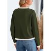 imagePRETTYGARDEN Womens Winter Trendy Button Down Open Front Cardigan Sweaters Knit Color Block Jackets Fall Fashion ClothesArmy Green